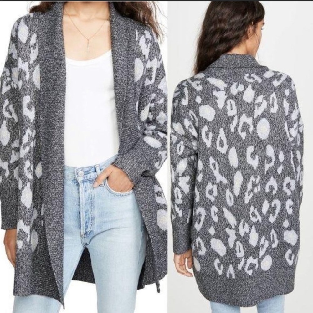 Cupcakes & Cashmere Molly Leopard Shawl Collar Cardigan Size Small Medium large - Picture 2 of 6